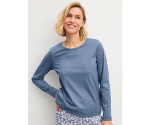 Langarmshirt CALIDA "Sleep Over M&M", Damen, Gr. XS (36/38), blau (folkstone grau), Single Jersey, Obermaterial: 100% Baumwolle, Shirts Langarmshirt (16519134-XS) folkstone grau