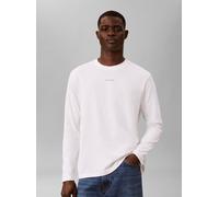Langarmshirt CALVIN KLEIN "EASY 20S RETRO CALVIN BACK", Herren, Gr. L, weiß (hellweiß), Web, Obermaterial: 100% Baumwolle, unifarben, regular fit normal, Rundhals, eingesetzt abgesteppte Kante, Shirts