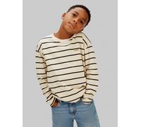 Langarmshirt CALVIN KLEIN JEANS, Jungen, Gr. 16 (176), weißcap gray, ck schwarz, Single Jersey, Obermaterial: 100% Baumwolle, gemustert, gestreift, mehrfarbig, regular fit normal, Rundhals, eingesetzt