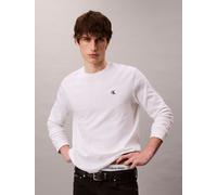 Langarmshirt CALVIN KLEIN JEANS "LS EASY MONOGRAM TEE", Herren, Gr. L, weiß (hellweiß), Web, Obermaterial: 100% Baumwolle, unifarben, regular fit normal, Rundhals, eingesetzt angesetztes Bündchen, Shi
