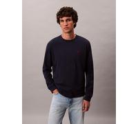 Langarmshirt CALVIN KLEIN JEANS "LS EASY MONOGRAM TEE", Herren, Gr. M, schwarz sapphire, Web, Obermaterial: 100% Baumwolle, unifarben, regular fit normal, Rundhals, eingesetzt angesetztes Bündchen, Sh