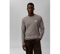 Langarmshirt CALVIN KLEIN JEANS "LS WAFFLE BADGE CREWNK TEE", Herren, Gr. L, med grau htr, Single Jersey, Obermaterial: 60% Baumwolle, 40% Polyester, unifarben, regular fit normal, Rundhals, eingesetz