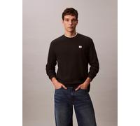 Calvin Klein Langarmshirt Waffle Badge Tee – Herren, Rundhals, Schwarz, S