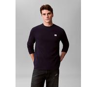 Langarmshirt CALVIN KLEIN JEANS "LS WAFFLE BADGE CREWNK TEE", Herren, Gr. XL, maritime blau, Single Jersey, Obermaterial: 60% Baumwolle, 40% Polyester, unifarben, regular fit normal, Rundhals, eingese