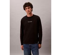 Langarmshirt CALVIN KLEIN "LS RLXD STANDARD LOGO CREWNK TEE", Herren, Gr. M, schwarz, Single Jersey, Obermaterial: 100% Baumwolle, unifarben, relaxed fit hüftlang, Rundhals, eingesetzt abgesteppte Kan