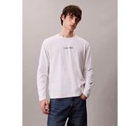 Langarmshirt CALVIN KLEIN "LS RLXD STANDARD LOGO CREWNK TEE", Herren, Gr. S, hellweiß, Single Jersey, Obermaterial: 100% Baumwolle, unifarben, relaxed fit hüftlang, Rundhals, eingesetzt abgesteppte Ka