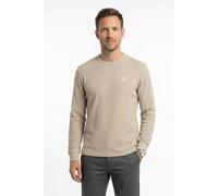 Langarmshirt CALVIN KLEIN "LS WAFFLE BADGE CREWNK TEE", Herren, Gr. XL, plaza taupe, Single Jersey, Obermaterial: 60% Baumwolle, 40% Polyester, klassisch normal, Rundhals, eingesetzt Rippbündchen, Shi