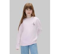 Langarmshirt CALVIN KLEIN "SMALL CHEST MONOLOGO LS T-SHIRT", Mädchen, Gr. 10 (140), rosa (orchid ice), Single Jersey, Obermaterial: 100% Baumwolle, unifarben, regular fit normal, Rundhals, eingesetzt