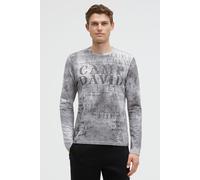 Langarmshirt CAMP DAVID, Damen, Gr. XXL, grau (storm grau), Material: 100% Baumwolle, bedruckt, regular fit normal, eingesetzt gerader Abschluss, Shirts Langarmshirt, aus Baumwolle (88104942-XXL) stor