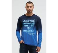 Camp David Herren Longsleeve Dip Dye mit Label Prints Flight Blue, M