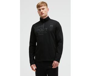 Langarmshirt CAMP DAVID, Herren, Gr. S, schwarz, Piqué, Material: 97% Baumwolle, 3% Elasthan, bedruckt, regular fit normal, hoch geschlossener Ausschnitt, eingesetzt gerader Abschluss, Shirts Langarms