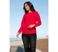 Langarmshirt CASUAL LOOKS "Langarm-Shirt", Damen, Gr. 48, rot, 65% Polyester, 35% Baumwolle, unifarben, U-Boot-Ausschnitt, Shirts Langarmshirt (26114047-48) rot