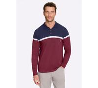 Langarmshirt CATAMARAN "Langarm-Poloshirt", Herren, Gr. 44/46, rot (marine, dunkelrot, gestreift), 100% Baumwolle, gemustert, gestreift, mehrfarbig, Shirts Langarmshirt (25096404-44) marine, dunkelrot