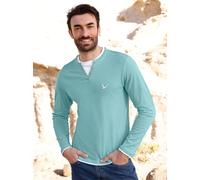 Langarmshirt CATAMARAN "Langarm-Shirt", Herren, Gr. 48/50, blau (mint, hellgrau), 100% Baumwolle, unifarben, Shirts Langarmshirt (46452957-48) mint, hellgrau