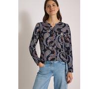 Langarmshirt CECIL, Damen, Gr. 3XL, bunt (urban dunkelblau), Web, 50% Baumwolle, 50% Modal, gemustert, normal normal, Rundhals, abgesteppt, Shirts Langarmshirt, mit Knotendetail (18076636-XXXL) urban