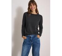 Langarmshirt CECIL, Damen, Gr. 3XL, schwarz, Web, 80% Baumwolle, 20% Polyester, gestreift, comfort fit normal, U-Boot-Ausschnitt, abgesteppt, Shirts Langarmshirt, im soften Baumwoll-Mix, Topseller (78