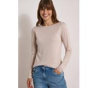 Langarmshirt CECIL, Damen, Gr. L (42), beige (cashmere beige), Stoff, 100% Lyocell, unifarben, comfort fit normal, U-Boot-Ausschnitt, abgesteppt, Shirts Langarmshirt, im Basic-Style (39870552-L) cashm
