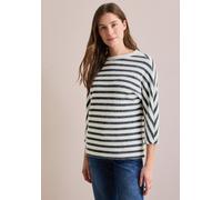 Langarmshirt CECIL, Damen, Gr. L (42), blau (universal blau), Stoff, 55% Polyamid, 27% Polyester, 16% Viskose, 2% Elasthan, gestreift, gerade normal, U-Boot-Ausschnitt, Bündchen, Shirts Langarmshirt,