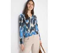 Langarmshirt CECIL, Damen, Gr. L (42), universal blau melange, Stoff, 67% Viskose, 28% Polyester, 5% Elasthan, gemustert, normal, V-Ausschnitt, Bündchen, Shirts Langarmshirt, aus softer Viskose (14444