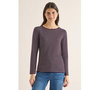 Langarmshirt CECIL, Damen, Gr. L (42), eggplant rot, Web, 100% Baumwolle, gestreift, comfort fit normal, U-Boot-Ausschnitt, abgesteppt, Shirts Langarmshirt, aus reiner Baumwolle (27524904-L) eggplant