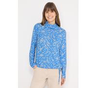 Langarmshirt CECIL, Damen, Gr. L (42), fountain blau melange, Stoff, 67% Viskose, 28% Polyester, 5% Elasthan, gemustert, comfort fit normal, Rundhals, normaler Saum, Shirts Langarmshirt, mit Schalkrag