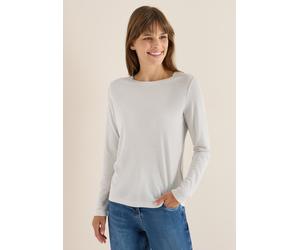 Langarmshirt CECIL, Damen, Gr. L (42), light greige, Stoff, 82% Viskose, 10% metallisierte Fasern, 8% Polyamid, Glitzermuster, comfort fit normal, Rundhals, abgesteppt, Shirts Langarmshirt, im Glitzer