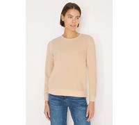 Langarmshirt CECIL, Damen, Gr. L (42), pearl beige, Web, 78% Baumwolle, 18% Polyester, 4% Elasthan, unifarben, comfort fit normal, Rundhals, Bündchen, Shirts Langarmshirt, mit Rundhalsausschnitt (4848