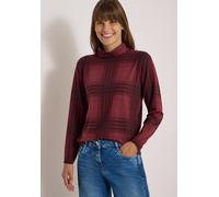 Langarmshirt CECIL, Damen, Gr. L (42), rot (rot wine), Web, 48% Baumwolle, 48% Modal, 4% Elasthan, kariert, normal normal, Rundhals, abgesteppt, Shirts Langarmshirt, aus softem Materialmix (50457940-L
