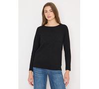 Langarmshirt CECIL, Damen, Gr. L (42), schwarz, Stoff, 77% Viskose, 18% Polyester, 3% metallisierte Fasern, 2% Elasthan, unifarben, comfort fit normal, U-Boot-Ausschnitt, abgesteppt, Shirts Langarmshi