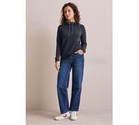 Langarmshirt CECIL, Damen, Gr. L (42), universal blau, Stoff, 46% Modal, 46% Polyester, 8% Elasthan, unifarben, gerade normal, hoch geschlossener Ausschnitt, Bündchen, Shirts Langarmshirt, aus softem 