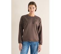 Langarmshirt CECIL, Damen, Gr. L (42), urban taupe, Web, 72% Viskose, 25% Polyester, 3% Elasthan, unifarben, normal normal, Rundhals, Bündchen, Shirts Langarmshirt, mit Frontprint (19045851-L) urban t