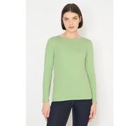 Langarmshirt CECIL, Damen, Gr. M (40), bamboo grün, Web, 100% Baumwolle, unifarben, comfort fit normal, U-Boot-Ausschnitt, abgesteppt, Shirts Langarmshirt, aus reiner Baumwolle (41705866-M) bamboo grü