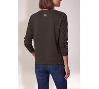 Langarmshirt CECIL, Damen, Gr. M (40), braun (truffle braun), Web, 47% Baumwolle, 47% Modal, 6% Elasthan, gemustert, comfort fit normal, U-Boot-Ausschnitt, Rippbündchen, Shirts Langarmshirt, mit U-Boo
