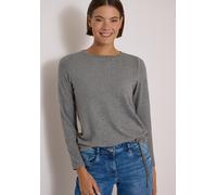 Langarmshirt CECIL, Damen, Gr. M (40), grau (flint grau melange), Stoff, 67% Viskose, 28% Polyester, 5% Elasthan, unifarben, normal normal, Rundhals, abgesteppt, Shirts Langarmshirt, aus softem Materi