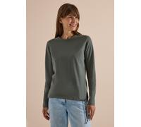 Langarmshirt CECIL, Damen, Gr. M (40), grün (dried olive grün), Web, 100% Baumwolle, unifarben, normal normal, Rundhals, abgesteppt, Shirts Langarmshirt, aus reiner Baumwolle, Topseller (15512922-M) d
