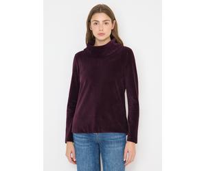 Langarmshirt CECIL, Damen, Gr. M (40), lila (eggplant rot), Web, 78% Baumwolle, 18% Polyester, 4% Elasthan, unifarben, comfort fit normal, hoch geschlossener Ausschnitt, abgesteppt, Shirts Langarmshir