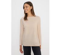 Langarmshirt CECIL, Damen, Gr. M (40), oat milk beige, Web, 80% Baumwolle, 20% Polyester, gestreift, normal normal, U-Boot-Ausschnitt, abgesteppt, Shirts Langarmshirt, im soften Baumwoll-Mix (45192119