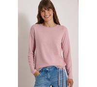 Langarmshirt CECIL, Damen, Gr. M (40), rosa (velvet rose melange), Stoff, 67% Viskose, 28% Polyester, 5% Elasthan, unifarben, normal normal, Rundhals, abgesteppt, Shirts Langarmshirt, aus softem Mater