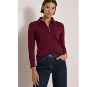 Langarmshirt CECIL, Damen, Gr. M (40), rot (rot wine), Web, 100% Baumwolle, unifarben, normal normal, hoch geschlossener Ausschnitt, abgesteppt, Shirts Langarmshirt, aus reiner Baumwolle (90792039-M)