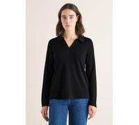 Cecil Damen Strick-Look Poloshirt in Schwarz, Gr: M