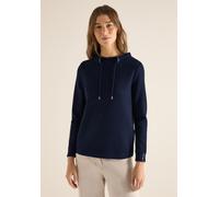 Langarmshirt CECIL, Damen, Gr. M (40), universal blau, Stoff, 76% Viskose, 16% Nylon, 8% Elasthan, gemustert, comfort fit normal, hoch geschlossener Ausschnitt, Bündchen, Shirts Langarmshirt, im Melan