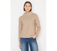 Langarmshirt CECIL, Damen, Gr. M (40), urban taupe melange, Stoff, 64% Polyester, 32% Viskose, 4% Elasthan, unifarben, comfort fit normal, hoch geschlossener Ausschnitt, Rippbündchen, Shirts Langarmsh