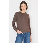 Langarmshirt CECIL, Damen, Gr. M (40), urban taupe, Stoff, 50% Polyester, 46% Viskose, 4% Elasthan, unifarben, normal normal, Rundhals, Bündchen, Shirts Langarmshirt, mit Tape Detail am Ärmel (5630584