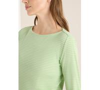 Langarmshirt CECIL, Damen, Gr. S (38), bamboo grün, Jersey, Obermaterial: 95% Baumwolle, 5% Elasthan, gestreift, gerade hüftbedeckend, Rundhals, Shirts Langarmshirt, mit Streifen-Muster (72387126-S) b