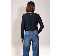 Langarmshirt CECIL, Damen, Gr. S (38), blau (urban dunkelblau), Web, Oberstoff: 74% Baumwolle, 22% Polyester, 4% Elasthan. Oberstoff 2: 47% Baumwolle, 47% Modal, 6% Elasthan, unifarben, comfort fit no