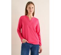 Langarmshirt CECIL, Damen, Gr. S (38), geranium rot, Web, 48% Baumwolle, 48% Modal, 4% Elasthan, unifarben, comfort fit normal, V-Ausschnitt, normaler Saum, Shirts Langarmshirt, im Tunika-Style (97625