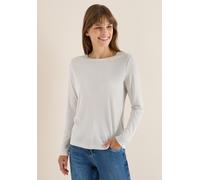 Langarmshirt CECIL, Damen, Gr. S (38), light greige, Stoff, 82% Viskose, 10% metallisierte Fasern, 8% Polyamid, Glitzermuster, comfort fit normal, Rundhals, abgesteppt, Shirts Langarmshirt, im Glitzer