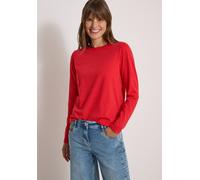 Langarmshirt CECIL, Damen, Gr. S (38), rot (flame rot), Web, 80% Baumwolle, 20% Polyester, gestreift, comfort fit normal, U-Boot-Ausschnitt, abgesteppt, Shirts Langarmshirt, im soften Baumwoll-Mix, To