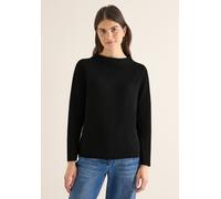 Langarmshirt CECIL, Damen, Gr. S (38), schwarz, Stoff, 66% Polyester, 20% Viskose, 10% metallisierte Fasern, 4% Elasthan, unifarben, comfort fit normal, Rundhals, abgesteppt, Shirts Langarmshirt, aus 