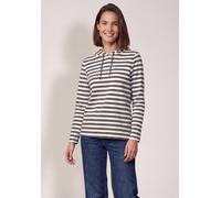 Langarmshirt CECIL, Damen, Gr. XL (44), urban taupe, Web, 48% Baumwolle, 48% Modal, 4% Elasthan, gestreift, comfort fit normal, ohne Ausschnitt, abgesteppt, Shirts Langarmshirt, mit Kapuze (23717268-X